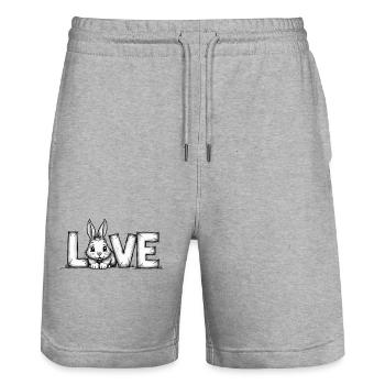Lapin mignon avec de l’amour – Parfait pour Pâques et l’amour - Short de jogging bio TRAINER Stanley/Stella unisexe - gris chiné - Devant - Nik (191cm) & Marisol (170cm)