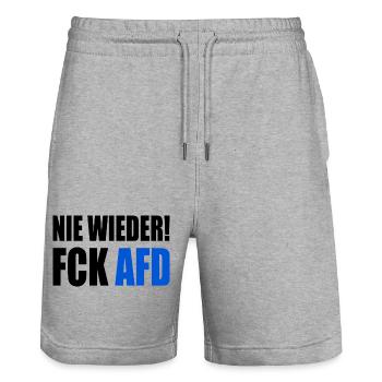 Fuck afd - Nie wieder ist jetzt - Stanley/Stella Unisex Bio Joggingshorts Trainer  - Grau meliert - Vorne - Nik (191cm) & Marisol (170cm)