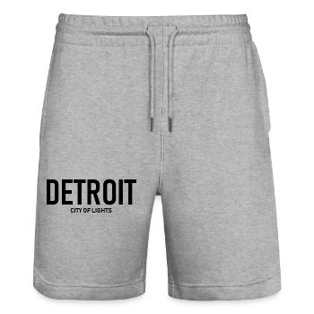 Detroit - City of Lights - USA - Michigan - Stanley/Stella Trainer Unisex Organic Jogging Shorts - heather grey - Front - Nik (191cm) & Marisol (170cm)