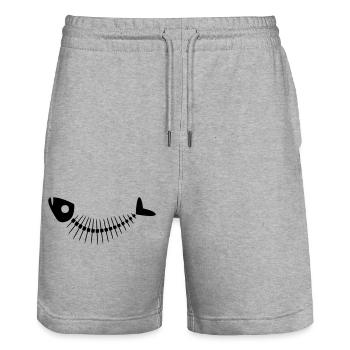 Fish (free choice of design's color) - Stanley/Stella Trainer Unisex Organic Jogging Shorts - heather grey - Front - Nik (191cm) & Marisol (170cm)