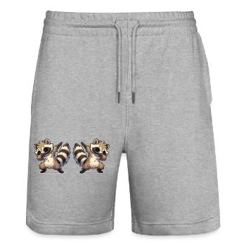 waschbär dabbing - Stanley/Stella Unisex Bio Joggingshorts Trainer  - Grau meliert - Vorne - Nik (191cm) & Marisol (170cm)