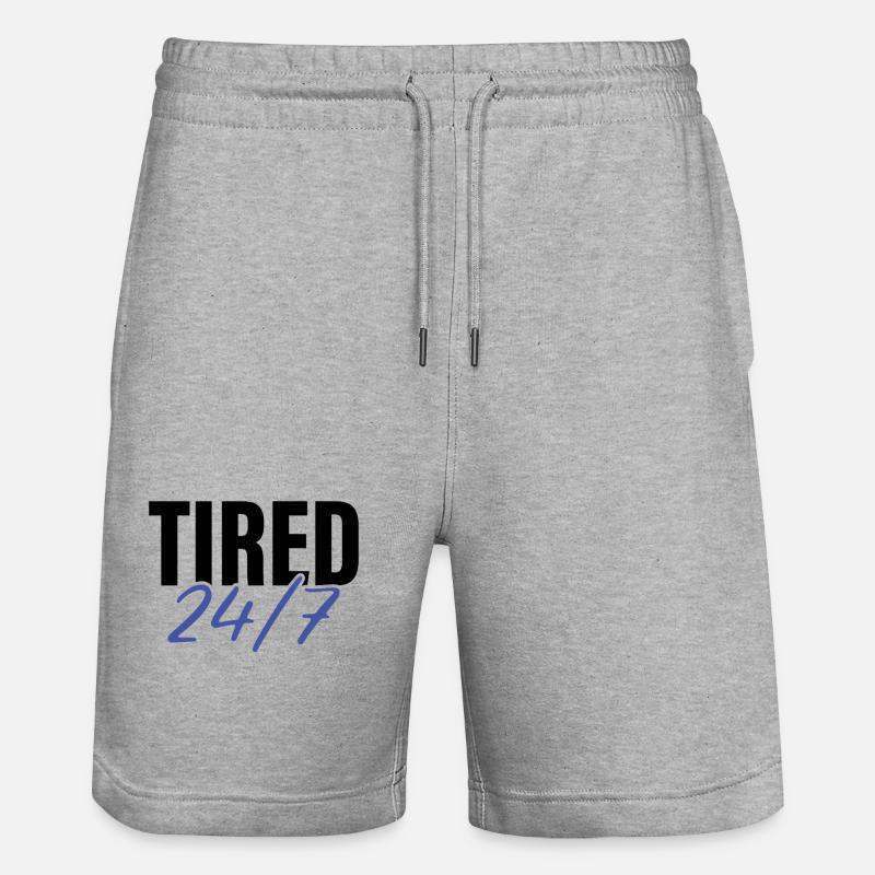 Fatigué 24h/24 et 7j/7 - Short de jogging bio TRAINER Stanley/Stella unisexe - gris chiné