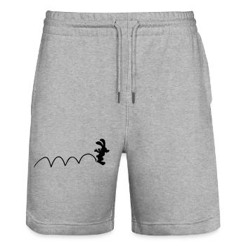Hase springt Hoppelhase lustig hüpfen Sprünge Cool - Stanley/Stella Unisex Bio Joggingshorts Trainer  - Grau meliert - Vorne - Nik (191cm) & Marisol (170cm)