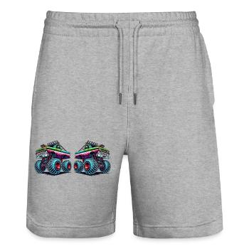 Camion 2 - Short de jogging bio TRAINER Stanley/Stella unisexe - gris chiné - Devant - Nik (191cm) & Marisol (170cm)