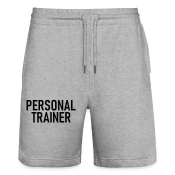 Personal Trainer- Training - Sport - Gym Fitness - Stanley/Stella Unisex Bio Joggingshorts Trainer  - Grau meliert - Vorne - Nik (191cm) & Marisol (170cm)