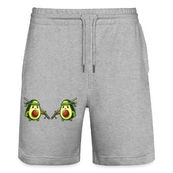 Avocat Samouraï 2 - Short de jogging bio TRAINER Stanley/Stella unisexe - gris chiné - Devant - Nik (191cm) & Marisol (170cm)