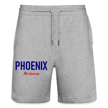Phoenix - Arizona - USA - United States of America - Stanley/Stella Trainer Unisex Organic Jogging Shorts - heather grey - Front - Nik (191cm) & Marisol (170cm)