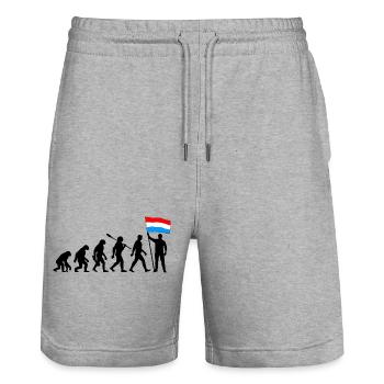 Luxemburg - Evolution - Flagge - Nation - Stanley/Stella Unisex Bio Joggingshorts Trainer  - Grau meliert - Vorne - Nik (191cm) & Marisol (170cm)