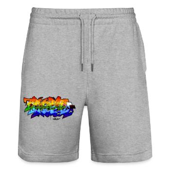 Spectrum Graffiti - Stanley/Stella Unisex Bio Joggingshorts Trainer  - Grau meliert - Vorne - Nik (191cm) & Marisol (170cm)
