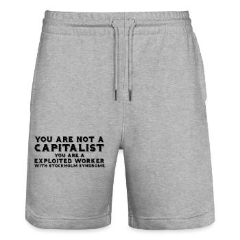 You are not a capitalist - Stanley/Stella Unisex Bio Joggingshorts Trainer  - Grau meliert - Vorne - Nik (191cm) & Marisol (170cm)