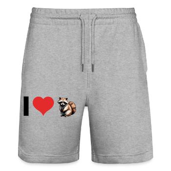 I love Raccoons - Cute Pet Sticker - Stanley/Stella Unisex Bio Joggingshorts Trainer  - Grau meliert - Vorne - Nik (191cm) & Marisol (170cm)