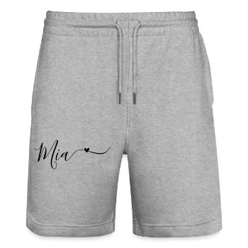 Mia Nom Prénom Décoratif - Short de jogging bio TRAINER Stanley/Stella unisexe - gris chiné - Devant - Nik (191cm) & Marisol (170cm)