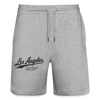 Los Angeles Édition Limitée depuis 1781 - Short de jogging bio TRAINER Stanley/Stella unisexe - gris chiné - Devant - Nik (191cm) & Marisol (170cm)