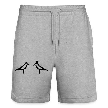 Mouettes - Short de jogging bio TRAINER Stanley/Stella unisexe - gris chiné - Devant - Nik (191cm) & Marisol (170cm)