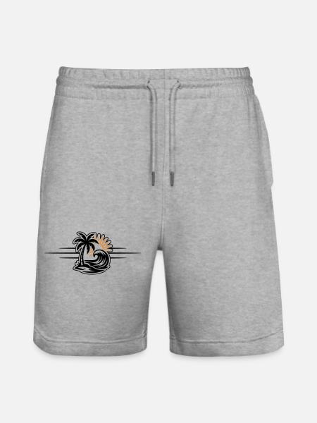 Island Summer Palm Tree - Stanley/Stella Trainer Unisex Organic Jogging Shorts - heather grey