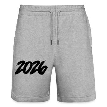 2026 - Stanley/Stella Unisex Bio Joggingshorts Trainer  - Grau meliert - Vorne - Nik (191cm) & Marisol (170cm)