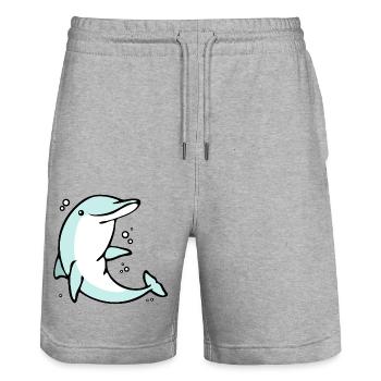 drolliger Delphin Schulanfang Delphinschule - Stanley/Stella Unisex Bio Joggingshorts Trainer  - Grau meliert - Vorne - Nik (191cm) & Marisol (170cm)
