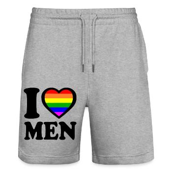 I love men - Short de jogging bio TRAINER Stanley/Stella unisexe - gris chiné - Devant - Nik (191cm) & Marisol (170cm)