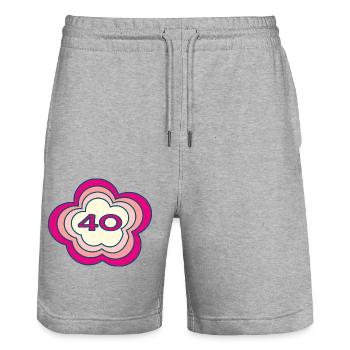 40. 40 JAHRE. 40-JÄHRIGES JUBILÄUM. GEBURTSTAG 40 JAHRE. - Stanley/Stella Unisex Bio Joggingshorts Trainer  - Grau meliert - Vorne - Nik (191cm) & Marisol (170cm)
