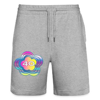 40 YEARS. 40th ANNIVERSARY. BIRTHDAY 40 YEARS. 40 - Stanley/Stella Trainer Unisex Organic Jogging Shorts - heather grey - Front - Nik (191cm) & Marisol (170cm)