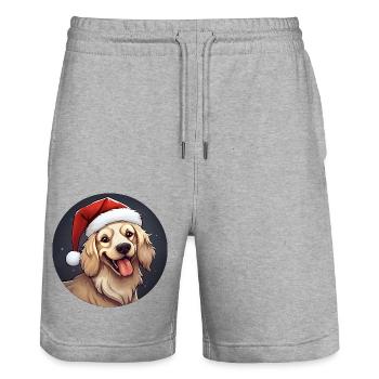 Dogs Christmas - Stanley/Stella Trainer Unisex Organic Jogging Shorts - heather grey - Front - Nik (191cm) & Marisol (170cm)