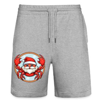 Crab Christmas - Stanley/Stella Trainer Unisex Organic Jogging Shorts - heather grey - Front - Nik (191cm) & Marisol (170cm)