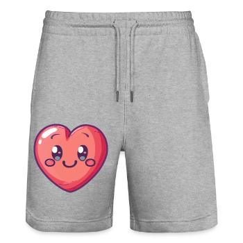 Herz Niedlich Baby Comic - Stanley/Stella Unisex Bio Joggingshorts Trainer  - Grau meliert - Vorne - Nik (191cm) & Marisol (170cm)