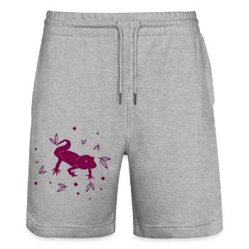 Salamander - Amphibie Tier - Stanley/Stella Unisex Bio Joggingshorts Trainer  - Grau meliert - Vorne - Nik (191cm) & Marisol (170cm)