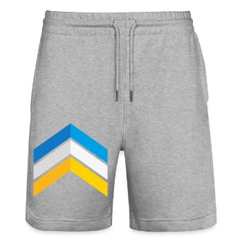Down-Syndrom Drei-Chromosomen-Pfeile Bewusstsein - Stanley/Stella Unisex Bio Joggingshorts Trainer  - Grau meliert - Vorne - Nik (191cm) & Marisol (170cm)
