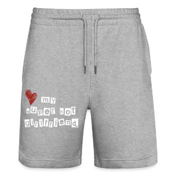Love my super hot girlfriend - Stanley/Stella Trainer Unisex Organic Jogging Shorts - heather grey - Front - Nik (191cm) & Marisol (170cm)