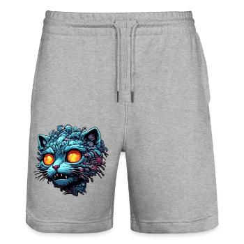 Cool Cat / Funny / Animal / Pet / Crazy - Stanley/Stella Trainer Unisex Organic Jogging Shorts - heather grey - Front - Nik (191cm) & Marisol (170cm)