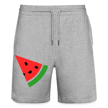 Wassermelone Melone - Stanley/Stella Unisex Bio Joggingshorts Trainer  - Grau meliert - Vorne - Nik (191cm) & Marisol (170cm)