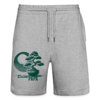 Bonsaï Papa - Short de jogging bio TRAINER Stanley/Stella unisexe - gris chiné - Devant - Nik (191cm) & Marisol (170cm)