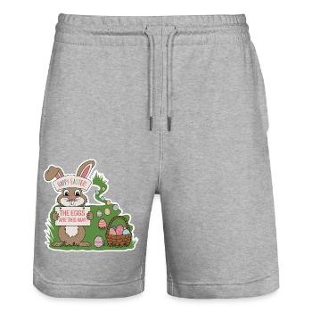 Osterhase mit bunten Eier - Stanley/Stella Unisex Bio Joggingshorts Trainer  - Grau meliert - Vorne - Nik (191cm) & Marisol (170cm)
