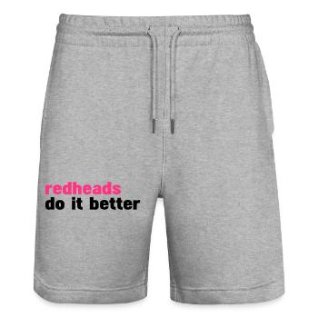 redheads do it better (redheads do it better) - Stanley/Stella Trainer Unisex Organic Jogging Shorts - heather grey - Front - Nik (191cm) & Marisol (170cm)