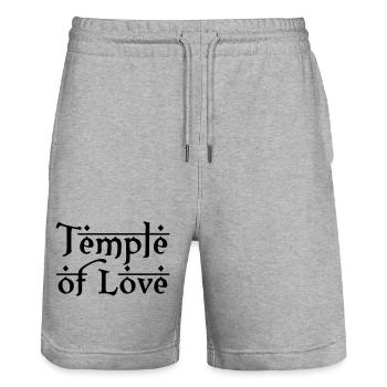 TEMPLE OF LOVE Liebe Tempel - Stanley/Stella Unisex Bio Joggingshorts Trainer  - Grau meliert - Vorne - Nik (191cm) & Marisol (170cm)