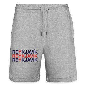 REYKJAVIK Iceland Island Flagge - Stanley/Stella Unisex Bio Joggingshorts Trainer  - Grau meliert - Vorne - Nik (191cm) & Marisol (170cm)