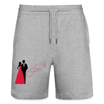 Département mariage marié mariée - Short de jogging bio TRAINER Stanley/Stella unisexe - gris chiné - Devant - Nik (191cm) & Marisol (170cm)