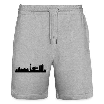 Skyline_Berlin_2 - Short de jogging bio TRAINER Stanley/Stella unisexe - gris chiné - Devant - Nik (191cm) & Marisol (170cm)