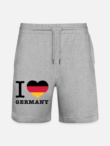 I love Germany - Stanley/Stella Unisex Bio Joggingshorts Trainer - Grau meliert