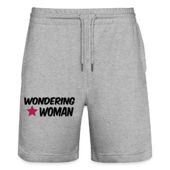 wondering woman - Stanley/Stella Unisex Bio Joggingshorts Trainer  - Grau meliert - Vorne - Nik (191cm) & Marisol (170cm)