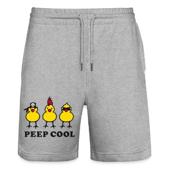 peep cool (b) - Short de jogging bio TRAINER Stanley/Stella unisexe - gris chiné - Devant - Nik (191cm) & Marisol (170cm)
