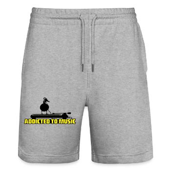 addicted to music - DJ music - Stanley/Stella Unisex Bio Joggingshorts Trainer  - Grau meliert - Vorne - Nik (191cm) & Marisol (170cm)
