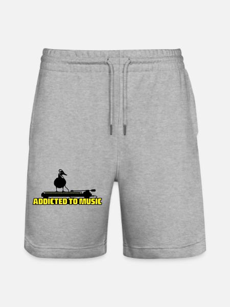 addicted to music - DJ music - Stanley/Stella Trainer Unisex Organic Jogging Shorts - heather grey