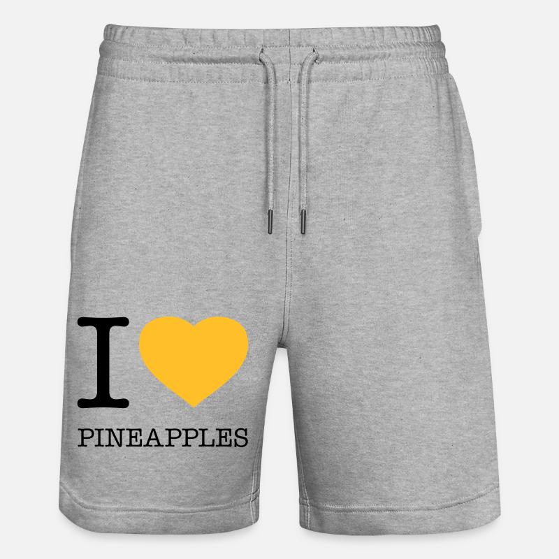 I LOVE PINEAPPLES Ananas - Stanley/Stella Unisex Bio Joggingshorts Trainer  - Grau meliert