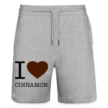 I LOVE CINNAMON Zimt - Stanley/Stella Unisex Bio Joggingshorts Trainer  - Grau meliert - Vorne - Nik (191cm) & Marisol (170cm)