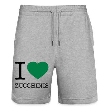 I LOVE ZUCCHINIS Zucchini Vegetables - Stanley/Stella Trainer Unisex Organic Jogging Shorts - heather grey - Front - Nik (191cm) & Marisol (170cm)