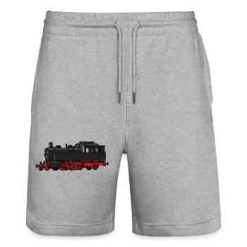 Dampflok - Stanley/Stella Unisex Bio Joggingshorts Trainer  - Grau meliert - Vorne - Nik (191cm) & Marisol (170cm)