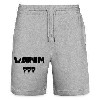 Warum? Lustige Kinderfragen & Sprüche - Stanley/Stella Unisex Bio Joggingshorts Trainer  - Grau meliert - Vorne - Nik (191cm) & Marisol (170cm)