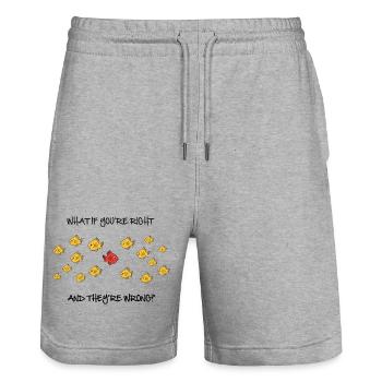 What if you're right? - Stanley/Stella Trainer Unisex Organic Jogging Shorts - heather grey - Front - Nik (191cm) & Marisol (170cm)